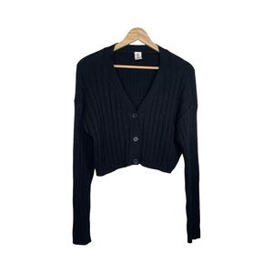 Abound long sleeve ribbed black cardigan